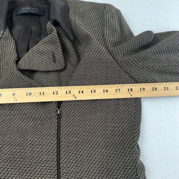 Dana Buchman Women Brown Wool Moto Jacket Size 10 Asymmetric Zip - Picture 11 of 13